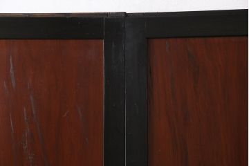 和製アンティーク　ヒノキ材　漆塗り　大振りで存在感のある帯戸(板戸、引き戸、建具)2枚セット(2)