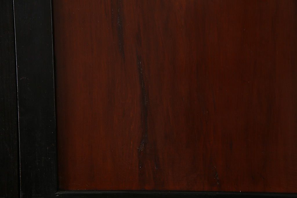 和製アンティーク　ヒノキ材　漆塗り　大振りで存在感のある帯戸(板戸、引き戸、建具)2枚セット(2)