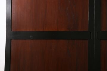 和製アンティーク　ヒノキ材　漆塗り　大振りで存在感のある帯戸(板戸、引き戸、建具)2枚セット(2)