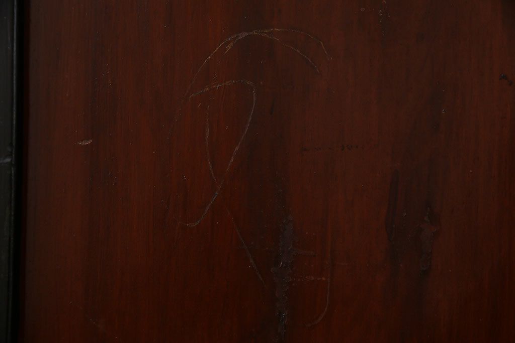 和製アンティーク　ヒノキ材　漆塗り　大振りで存在感のある帯戸(板戸、引き戸、建具)2枚セット(2)