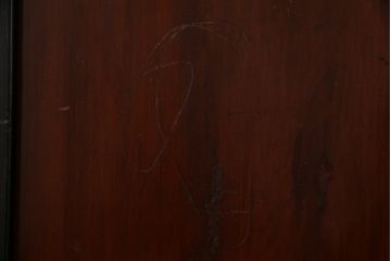 和製アンティーク　ヒノキ材　漆塗り　大振りで存在感のある帯戸(板戸、引き戸、建具)2枚セット(2)