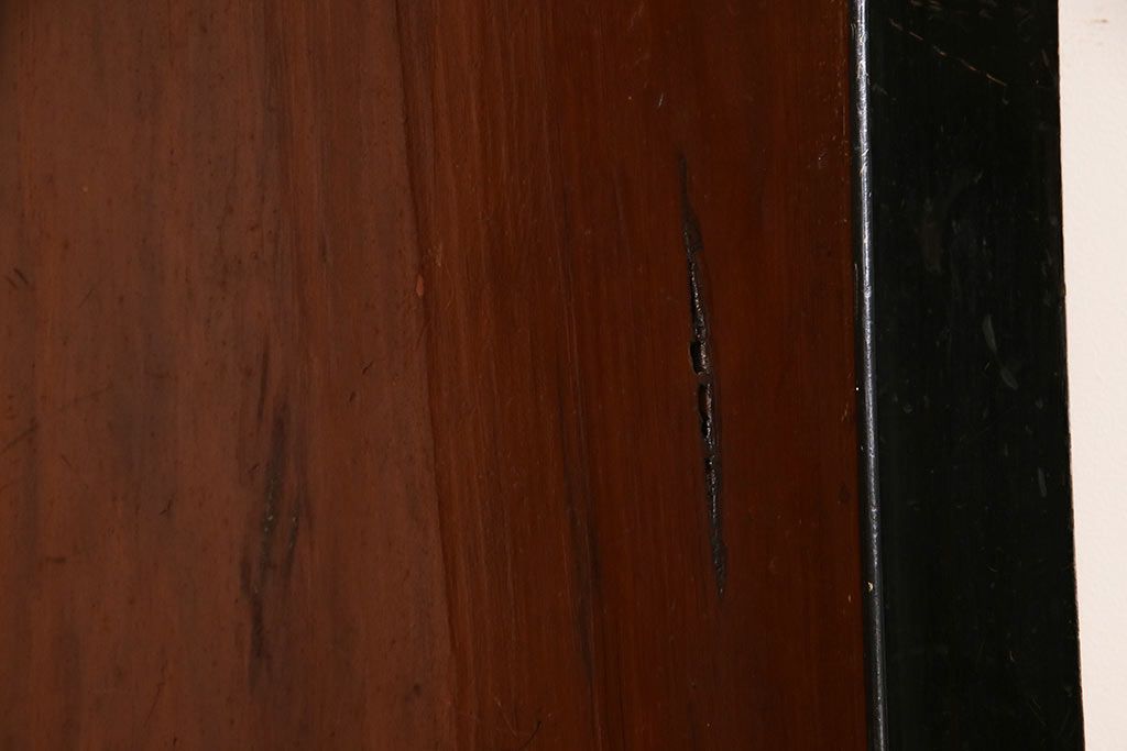 和製アンティーク　ヒノキ材　漆塗り　大振りで存在感のある帯戸(板戸、引き戸、建具)2枚セット(2)