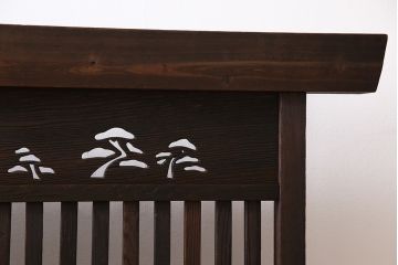 昭和中期　鶴と松　縦桟が印象的な杉材製の衝立(パーテーション、仕切り)