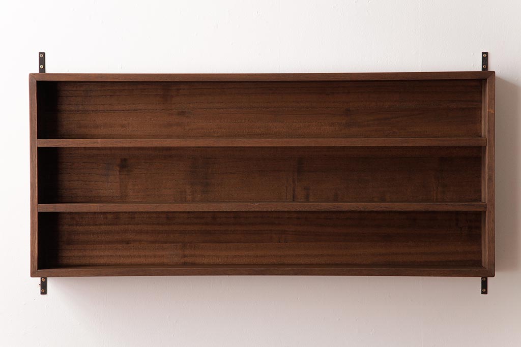 リメイク家具　桐材　柔らかな雰囲気を漂わせるウォールシェルフ・3段(壁掛け収納棚、飾り棚、ディスプレイラック)(3)