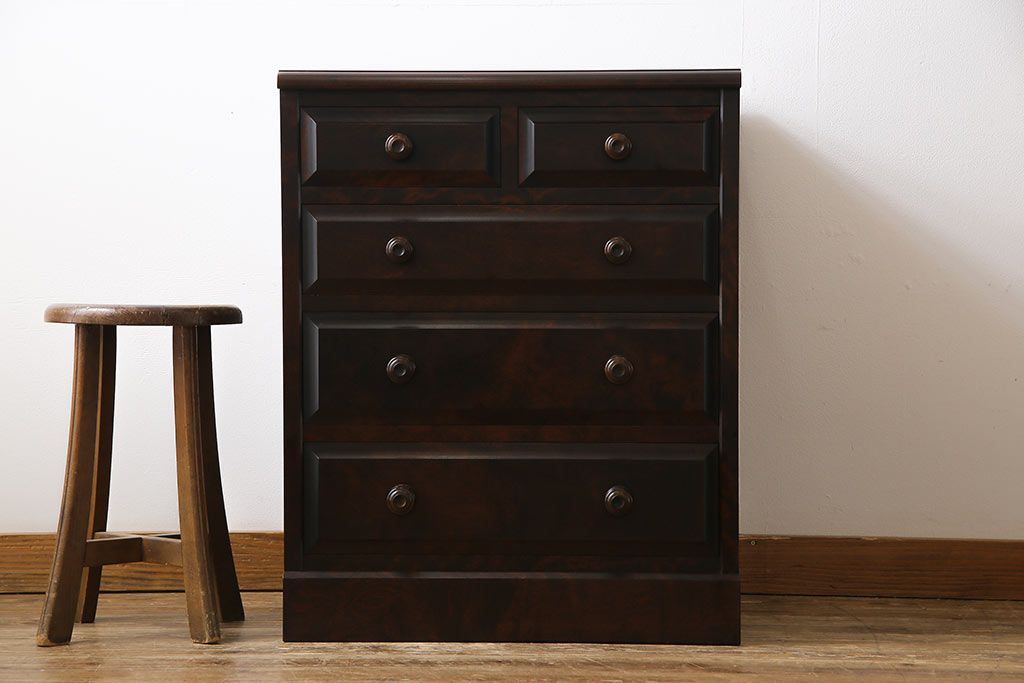 ビンテージ　北海道民芸家具　小振りなチェスト(引き出し、整理タンス)