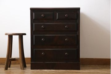 ビンテージ　北海道民芸家具　小振りなチェスト(引き出し、整理タンス)