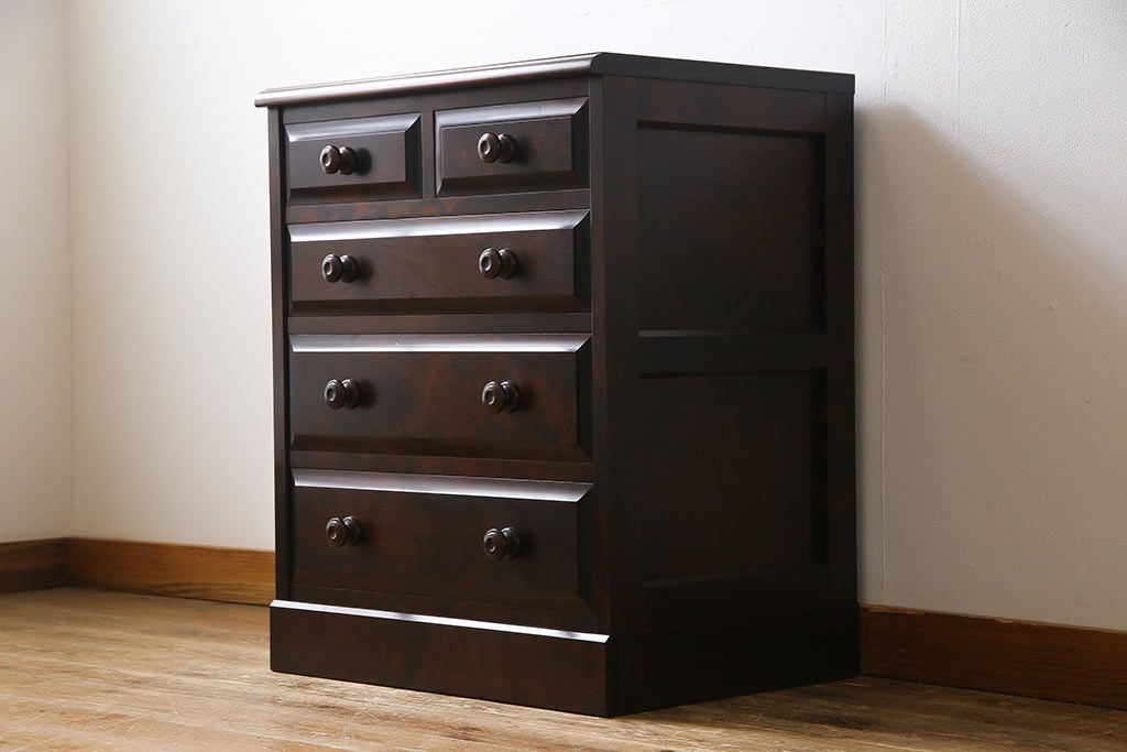 ビンテージ　北海道民芸家具　小振りなチェスト(引き出し、整理タンス)