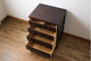 ビンテージ　北海道民芸家具　小振りなチェスト(引き出し、整理タンス)