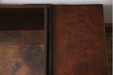 アンティーク雑貨　和製アンティーク　ケヤキ材・黒柿縁　杢目が魅力的な漆塗りの長火鉢(手あぶり)