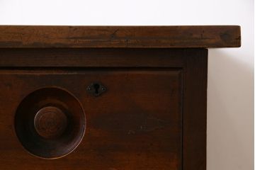 レトロ家具　昭和中期　樺材　薄型　レトロモダンな雰囲気がお洒落な片袖机(作業台、ワークデスク、在宅ワーク、在宅用)