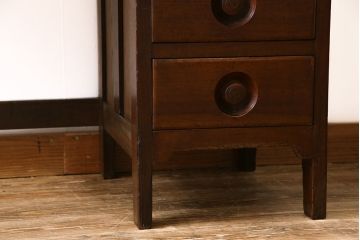 レトロ家具　昭和中期　樺材　薄型　レトロモダンな雰囲気がお洒落な片袖机(作業台、ワークデスク、在宅ワーク、在宅用)