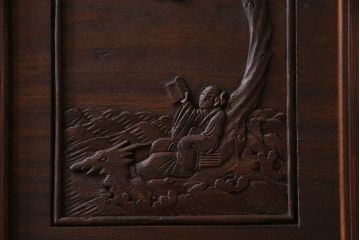 アンティーク家具　特注品　激レア!　ケヤキ・栗・楠材　美術品のような存在感の文人書箱(収納棚、書庫、和本入れ)