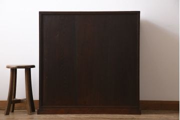 アンティーク家具　特注品　激レア!　ケヤキ・栗・楠材　美術品のような存在感の文人書箱(収納棚、書庫、和本入れ)