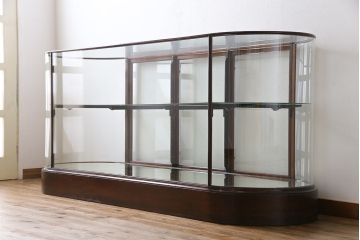 レトロ家具　イギリスアンティーク　最高級!　マホガニー材　レトロな大型ガラスケース(ショーケース、陳列棚、店舗什器)