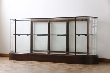 レトロ家具　イギリスアンティーク　最高級!　マホガニー材　レトロな大型ガラスケース(ショーケース、陳列棚、店舗什器)