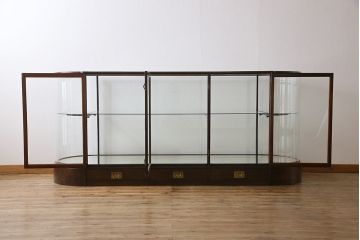 レトロ家具　イギリスアンティーク　最高級!　マホガニー材　レトロな大型ガラスケース(ショーケース、陳列棚、店舗什器)