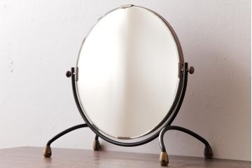 アンティーク雑貨　昭和レトロ　シャビーな風合いが素敵なビンテージスタンドミラー(卓上鏡)