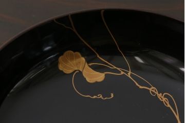 和製アンティーク　輪島塗　高蒔絵　瓢箪の図　上質な蓋付き木製椀(漆器、和食器)5客セット(3)