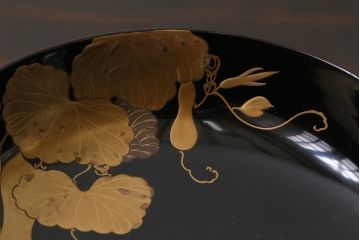 和製アンティーク　輪島塗　高蒔絵　瓢箪の図　上質な蓋付き木製椀(漆器、和食器)5客セット(3)