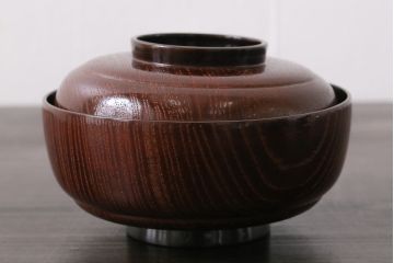 和製アンティーク　輪島塗　高蒔絵　瓢箪の図　上質な蓋付き木製椀(漆器、和食器)5客セット(3)