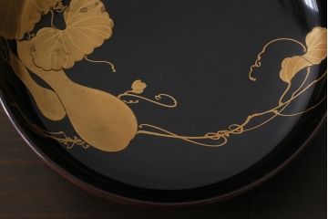 和製アンティーク　輪島塗　高蒔絵　瓢箪の図　上質な蓋付き木製椀(漆器、和食器)5客セット