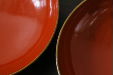 和製アンティーク　松竹梅　華やかな金彩の蓋付き木製椀(漆器、和食器)5客セット