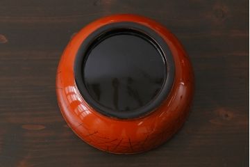 和製アンティーク　朱塗り　和モダンなデザインがお洒落な木製のお椀7客セット(漆器、和食器)
