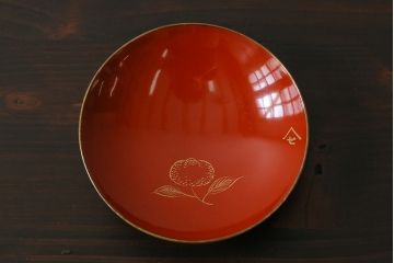 和製アンティーク　漆器　迫力ある図柄の描かれた木製椀5客セット(和食器)