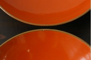 和製アンティーク　松・鶴図柄　縁起物の蒔絵が美しい木製椀5客セット(漆器、和食器)