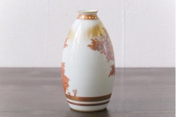 和製アンティーク　九谷赤絵　牡丹花鳥　孔雀　箱付き　徳利・お猪口・盃洗　酒器セット(九谷焼、盃、和食器)