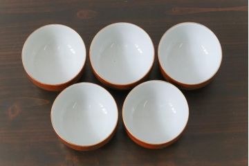 和製アンティーク　九谷赤絵　箱付き　急須・湯呑茶碗　茶器セット(九谷焼、和食器)