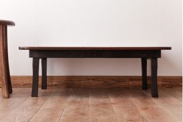 アンティーク家具　昭和中期　栓材一枚板　味わいある佇まいが魅力の角ちゃぶ台(座卓、ローテーブル)