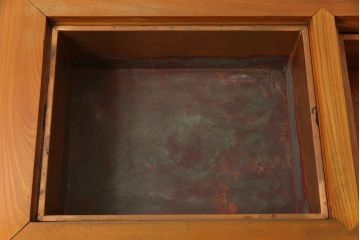 アンティーク雑貨　中古　総ケヤキ材　四尺　重厚かつ品のある佇まいが美しい関西火鉢テーブル(長火鉢、囲炉裏)