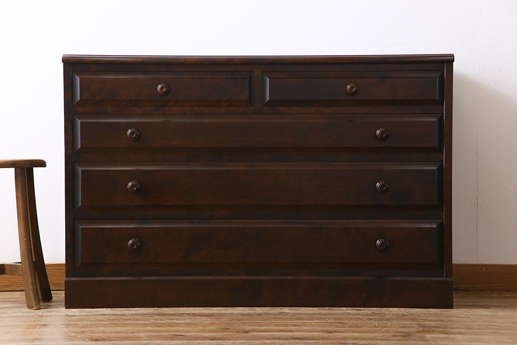 ビンテージ　北海道民芸家具　シンプルながら上品なローチェスト(引き出し、タンス)