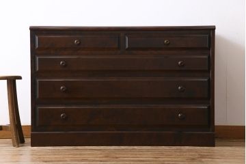 ビンテージ　北海道民芸家具　シンプルながら上品なローチェスト(引き出し、タンス)