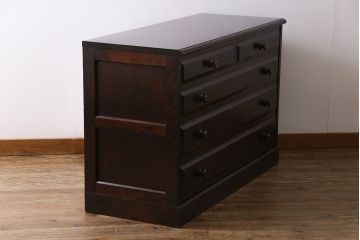 ビンテージ　北海道民芸家具　シンプルながら上品なローチェスト(引き出し、タンス)