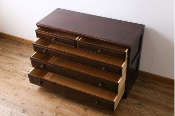 ビンテージ　北海道民芸家具　シンプルながら上品なローチェスト(引き出し、タンス)