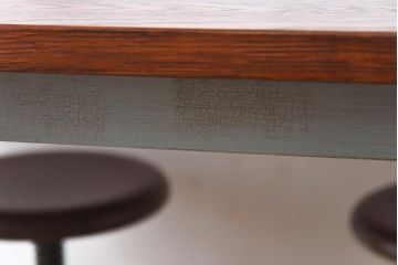 ラフジュ工房オリジナル　ペイント　淡い青緑　4脚格納スツールのテーブル(作業台、ダイニングテーブル)