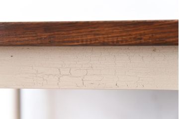 ラフジュ工房オリジナル　ペイント　アンティークホワイト　4脚格納スツールのテーブル(作業台、ダイニングテーブル)