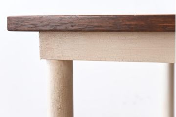 ラフジュ工房オリジナル　ペイント　アンティークホワイト　4脚格納スツールのテーブル(作業台、ダイニングテーブル)