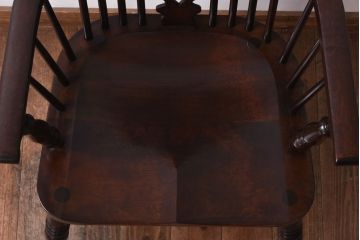 中古美品　松本民芸家具　#44A型　くつろぎの空間づくりにおすすめなウィンザーチェア(アームチェア、椅子、ウインザーチェア)(定価約18万円)(1)