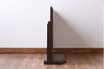 アンティーク雑貨　中古　北海道民芸家具　深みのある色合いとシンプルなデザインが魅力の#362　置き鏡(卓上ミラー、鏡)(定価約83000円)