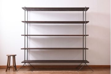 ラフジュ工房オリジナル シンプルなデザインのアイアンラック【大】・奥行広め(陳列棚、飾り棚、店舗什器)(2)