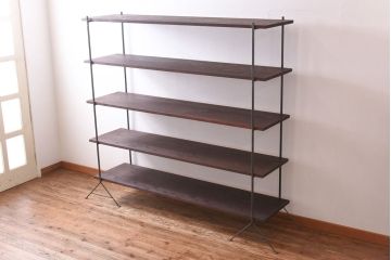 ラフジュ工房オリジナル シンプルなデザインのアイアンラック【大】・奥行広め(陳列棚、飾り棚、店舗什器)(2)