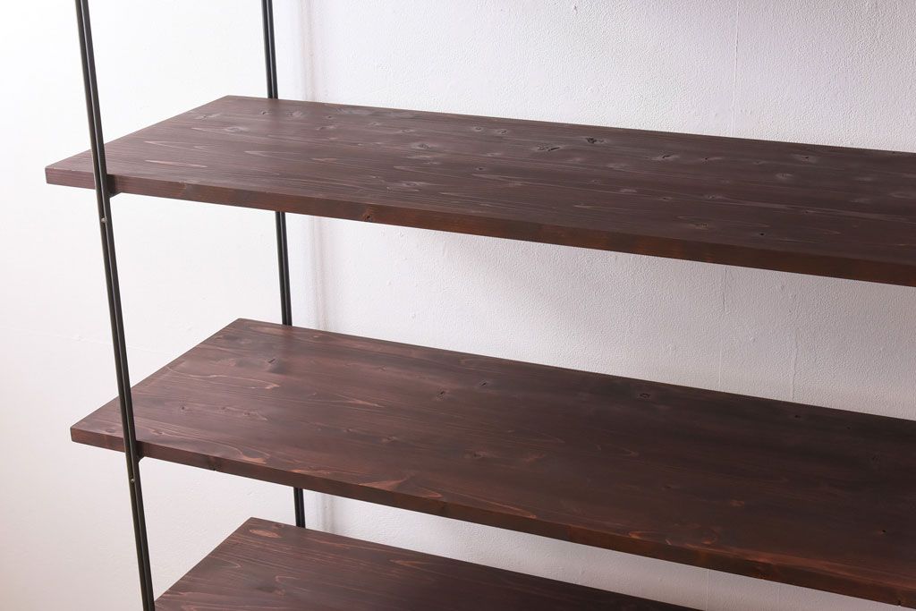 ラフジュ工房オリジナル シンプルなデザインのアイアンラック【大】・奥行広め(陳列棚、飾り棚、店舗什器)(2)