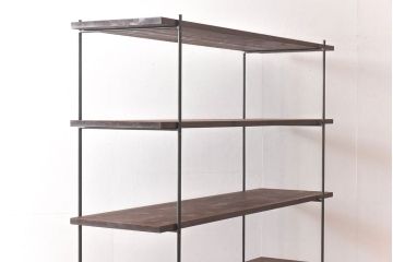 ラフジュ工房オリジナル シンプルなデザインのアイアンラック【中】・奥行広め(陳列棚、飾り棚、店舗什器)(3)