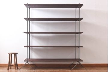 ラフジュ工房オリジナル シンプルなデザインのアイアンラック【中】・奥行広め(陳列棚、飾り棚、店舗什器)