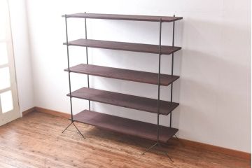 ラフジュ工房オリジナル シンプルなデザインのアイアンラック【中】・奥行広め(陳列棚、飾り棚、店舗什器)