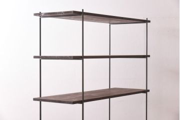 ラフジュ工房オリジナル シンプルなデザインのアイアンラック【小】・奥行広め(陳列棚、飾り棚、店舗什器)(2)