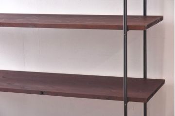 ラフジュ工房オリジナル シンプルなデザインのアイアンラック【小】・奥行広め(陳列棚、飾り棚、店舗什器)(2)